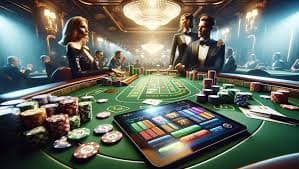 Tampilan antarmuka permainan Galactic Gems dengan simbol batu mulia bercahaya